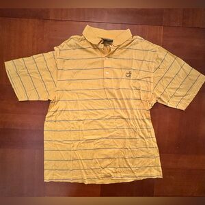 AMEN CORNER Mens L Yellow Blue Striped Masters Golf Polo Shirt Pima Cotton
